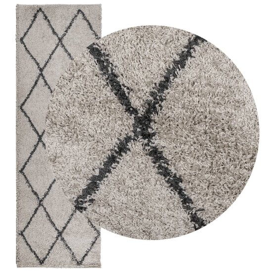 Vloerkleed Pamplona Shaggy Hoogpolig Beige En Antraciet 80 x 250 cm