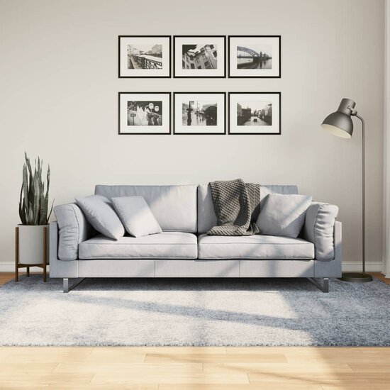 Vloerkleed Pamplona Shaggy Hoogpolig Modern Blauw 160 x 230 cm