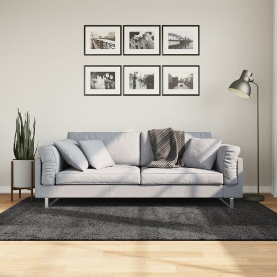 Vloerkleed Pamplona Shaggy Hoogpolig Antraciet 140 x 200 cm