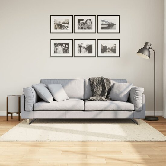Vloerkleed Pamplona Shaggy Hoogpolig Modern Cr&egrave;me 120 x 170 cm