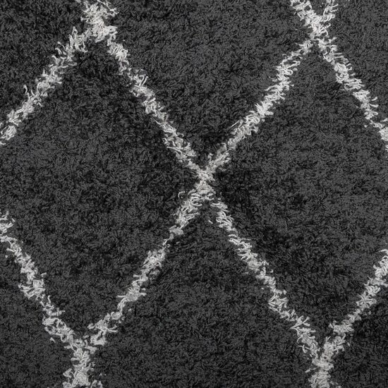 Vloerkleed Shaggy Hoogpolig Modern Zwart En Cr&egrave;me 240 x 240 cm