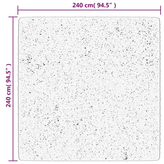 Vloerkleed Shaggy Hoogpolig Modern Zwart En Cr&egrave;me 240 x 240 cm