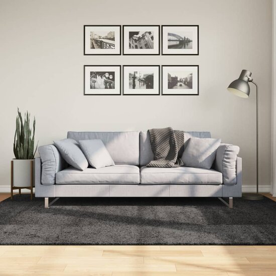 Vloerkleed Pamplona Shaggy Hoogpolig Antraciet 160 x 230 cm