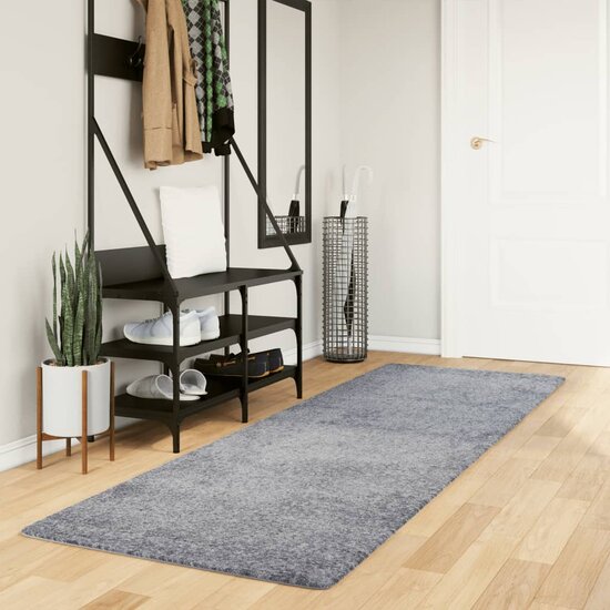 Vloerkleed Pamplona Shaggy Hoogpolig Modern Blauw 80 x 250 cm
