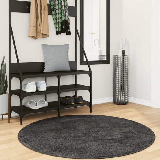 Vloerkleed Pamplona Shaggy Hoogpolig Modern Antraciet &Oslash; 120 cm