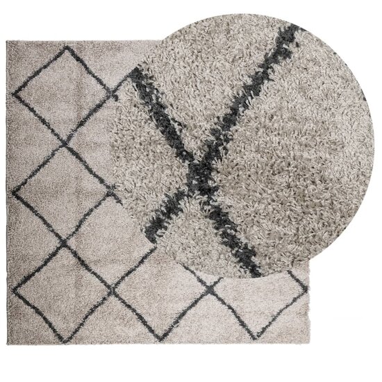 Vloerkleed Pamplona Shaggy Hoogpolig Beige En Antraciet 160 x 160 cm