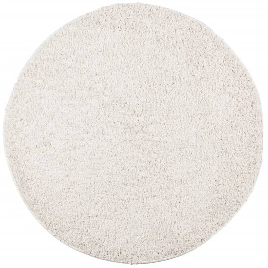 Vloerkleed Pamplona Shaggy Hoogpolig Modern Kleur Cr&egrave;me &Oslash; 80 cm