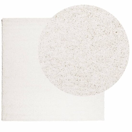 Vloerkleed Pamplona Shaggy Hoogpolig Modern Cr&egrave;me 160 x 160 cm