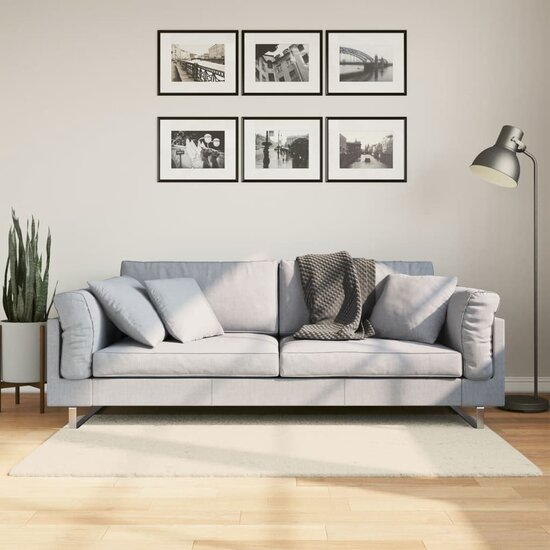 Vloerkleed Istan Hoogpolig Glanzend Kleurig 80 x 150 cm Cr&egrave;me