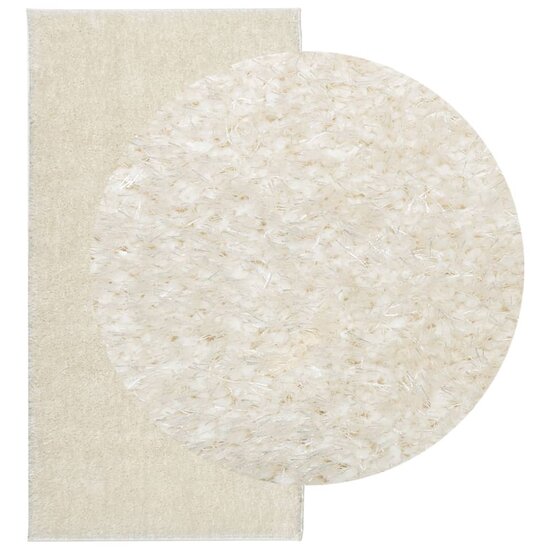 Vloerkleed Istan Hoogpolig Glanzend Kleurig 80 x 150 cm Cr&egrave;me