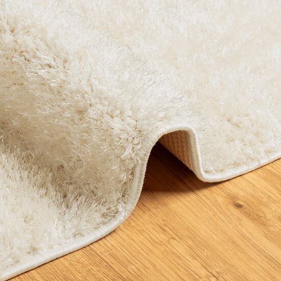Vloerkleed Istan Hoogpolig Glanzend Kleurig 80 x 150 cm Cr&egrave;me