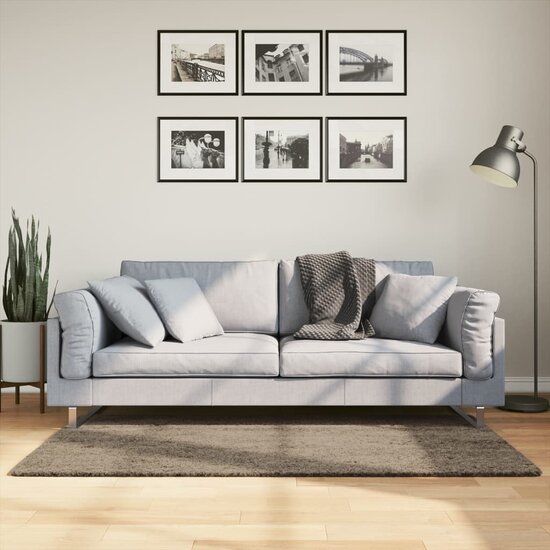 Vloerkleed Istan Hoogpolig Glanzend 80 x 150 cm Grijs