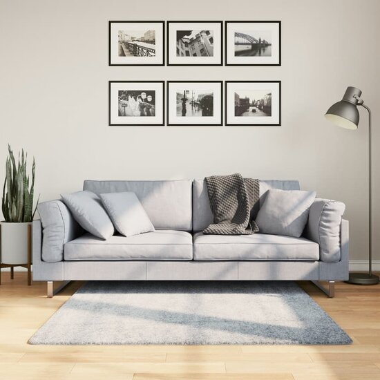 Vloerkleed PAMPLONA shaggy hoogpolig modern 120x120 cm blauw