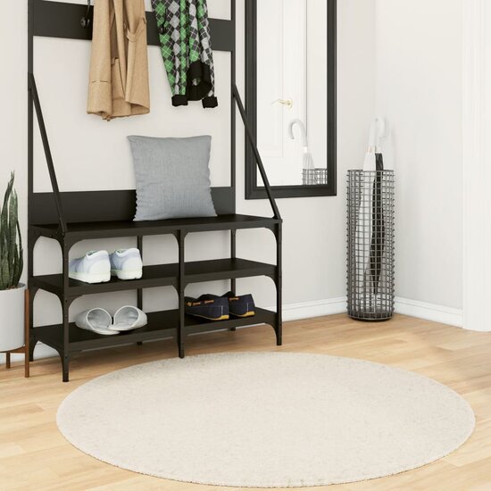 Vloerkleed PAMPLONA shaggy hoogpolig modern &Oslash; 120 cm cr&egrave;mekleur