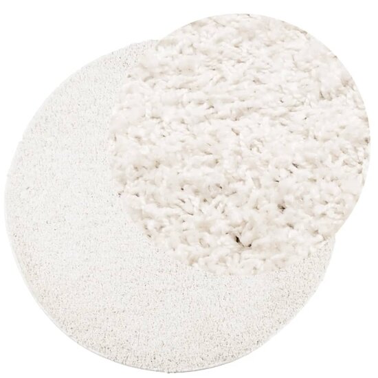 Vloerkleed PAMPLONA shaggy hoogpolig modern &Oslash; 120 cm cr&egrave;mekleur