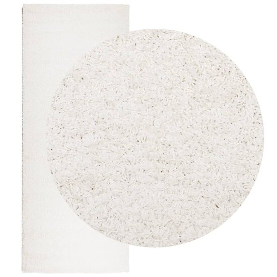 Vloerkleed PAMPLONA shaggy hoogpolig modern 80x200 cm cr&egrave;me