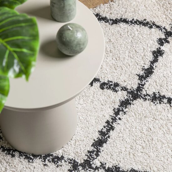 Vloerkleed PAMPLONA shaggy hoogpolig 80x150 cm cr&egrave;me en zwart