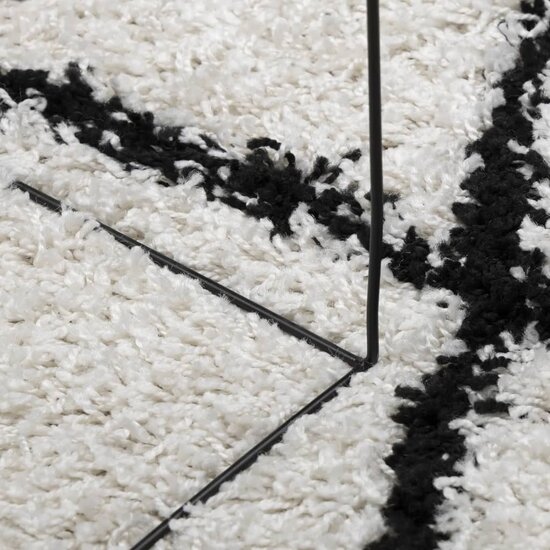 Vloerkleed PAMPLONA shaggy hoogpolig 80x150 cm cr&egrave;me en zwart
