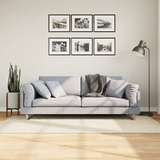 Vloerkleed Pamplona Shaggy Hoogpolig Modern Cr&egrave;me 80 x 150 cm