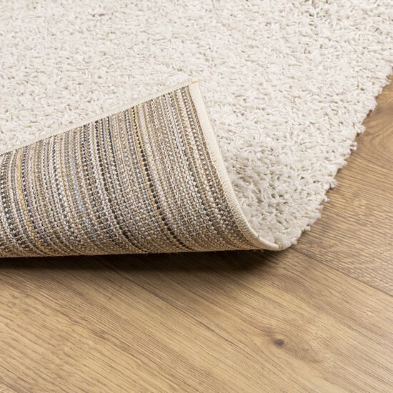 Vloerkleed Pamplona Shaggy Hoogpolig Modern Cr&egrave;me 80 x 150 cm