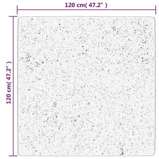 Vloerkleed Pamplona Shaggy Hoogpolig Cr&egrave;me En Cr&egrave;mekleurig En Zwart 120 x 120 cm