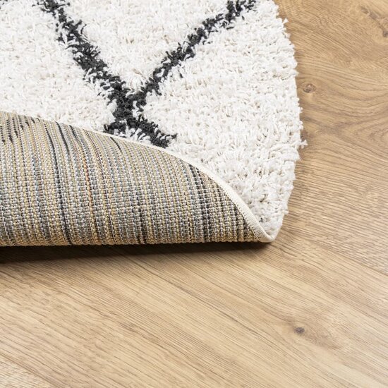 Vloerkleed Pamplona Shaggy Hoogpolig Cr&egrave;me En Cr&egrave;mekleurig En Zwart &Oslash; 280 cm