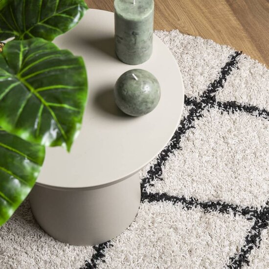 Vloerkleed Pamplona Shaggy Hoogpolig Cr&egrave;me En Cr&egrave;mekleurig En Zwart &Oslash; 280 cm
