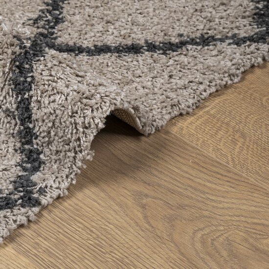 Vloerkleed shaggy hoogpolig modern 60x110 cm beige en antraciet