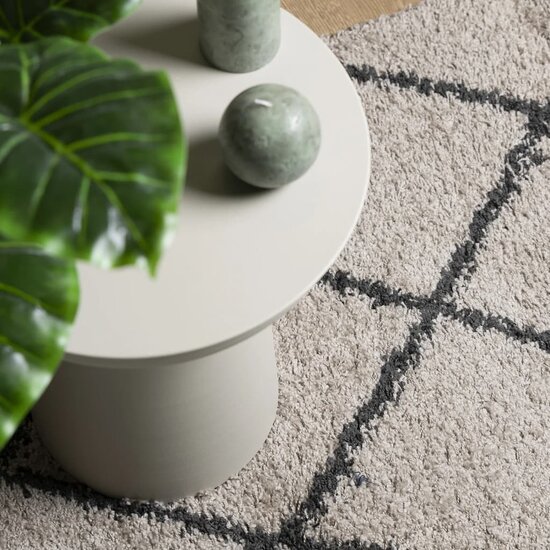 Vloerkleed shaggy hoogpolig modern 60x110 cm beige en antraciet