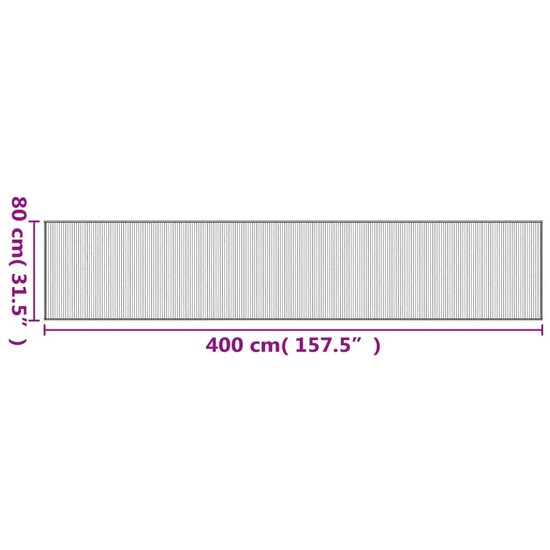 Vloerkleed Rechthoekig Bamboe 80 x 400 cm Zwart