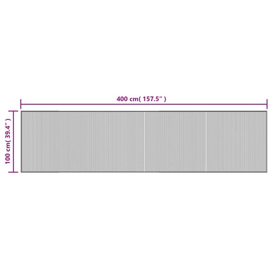 Vloerkleed Rechthoekig Bamboe 100 x 400 cm Grijs