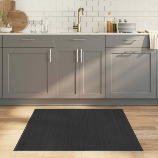 Vloerkleed vierkant 100x100 cm bamboe grijs