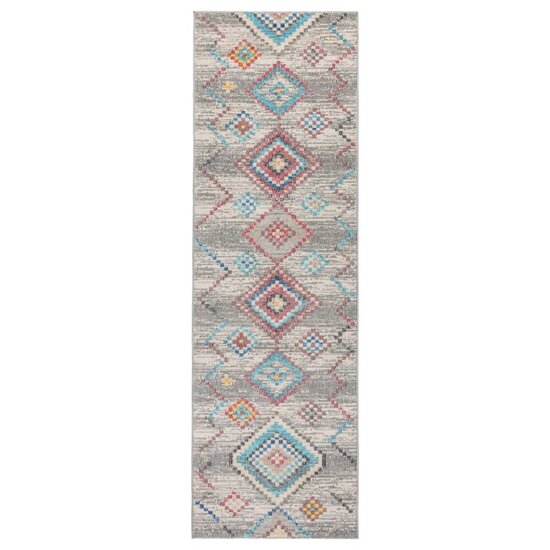 Vloerkleed Arbizu Binnen En Buiten Vintage Stijl 80 x 250 cm Lichtgrijs