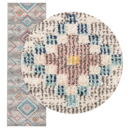 Vloerkleed Arbizu Binnen En Buiten Vintage Stijl 80 x 250 cm Lichtgrijs