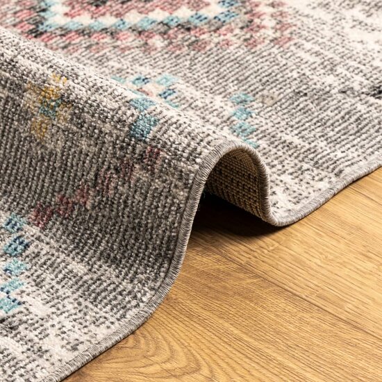 Vloerkleed Arbizu Binnen En Buiten Vintage Stijl 80 x 250 cm Lichtgrijs