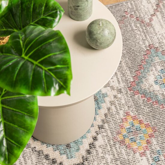 Vloerkleed Arbizu Binnen En Buiten Vintage Stijl 80 x 250 cm Lichtgrijs