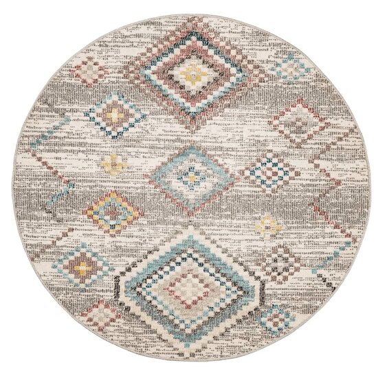 Vloerkleed Arbizu Binnen En Buiten Vintage Stijl &Oslash; 120 cm Lichtgrijs