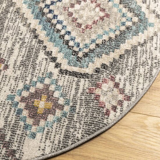 Vloerkleed Arbizu Binnen En Buiten Vintage Stijl &Oslash; 120 cm Lichtgrijs