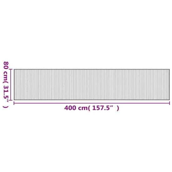 Vloerkleed Rechthoekig Bamboe 80 x 400 cm Grijs