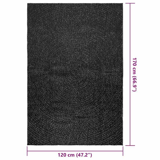 Vloerkleed Zizur Binnen En Buiten 120X170Cm Jute Look Antraciet 120 x 170 cm Rond
