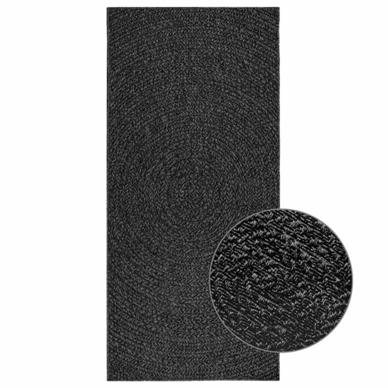 Vloerkleed Zizur Binnen En Buiten 100X200Cm Jute Look Antraciet 100 x 200 cm Rond
