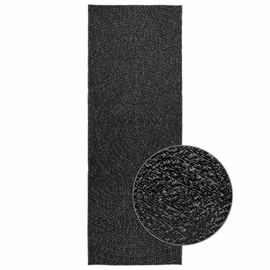 Vloerkleed Zizur Binnen En Buiten Jute Look Antraciet 80 x 200 cm Rond