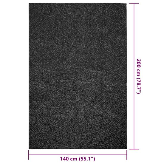 Vloerkleed Zizur Binnen En Buiten 140X200Cm Jute Look Antraciet 140 x 200 cm Rond