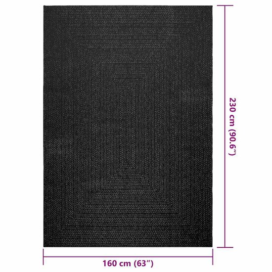 Vloerkleed Zizur Binnen En Buiten 160X230Cm Jute Look Antraciet 160 x 230 cm Rechthoekig