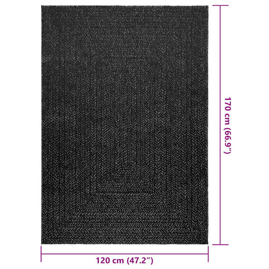 Vloerkleed Zizur Binnen En Buiten 120X170Cm Jute Look Antraciet 120 x 170 cm Rechthoekig
