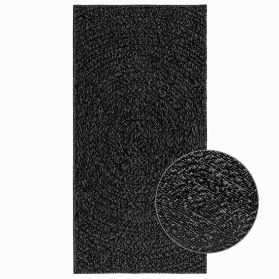 Vloerkleed Zizur Binnen En Buiten Jute Look Antraciet 60 x 110 cm Rond