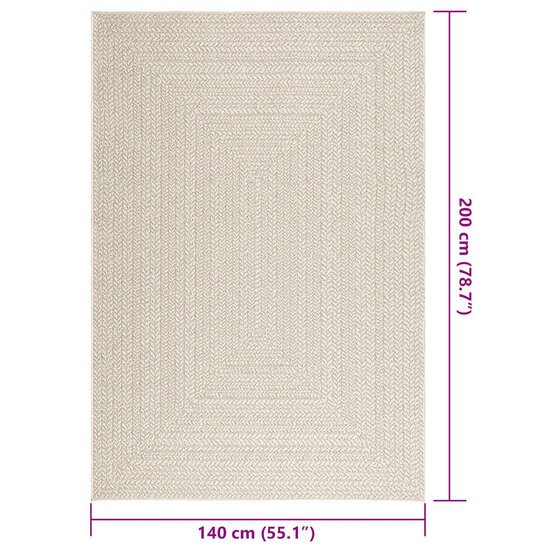 Vloerkleed Zizur Room Binnen En Buiten Jute Look Cr&egrave;me 140 x 200 cm Rechthoekig