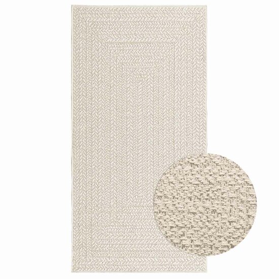 Vloerkleed Zizur Room Binnen En Buiten Jute Look Cr&egrave;me 80 x 150 cm Rechthoekig