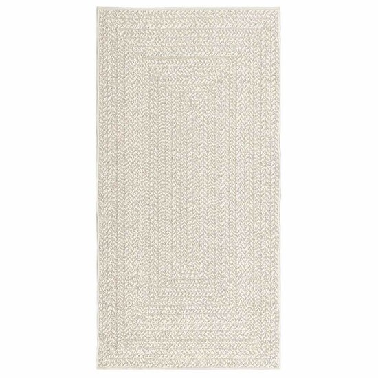 Vloerkleed Zizur Room Binnen En Buiten Jute Look Cr&egrave;me 80 x 150 cm Rechthoekig