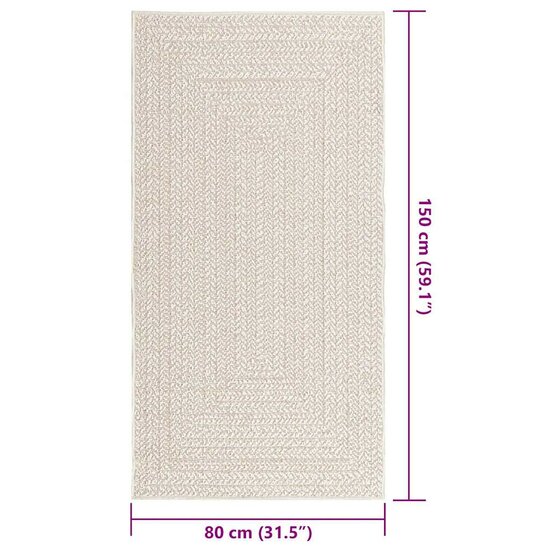 Vloerkleed Zizur Room Binnen En Buiten Jute Look Cr&egrave;me 80 x 150 cm Rechthoekig